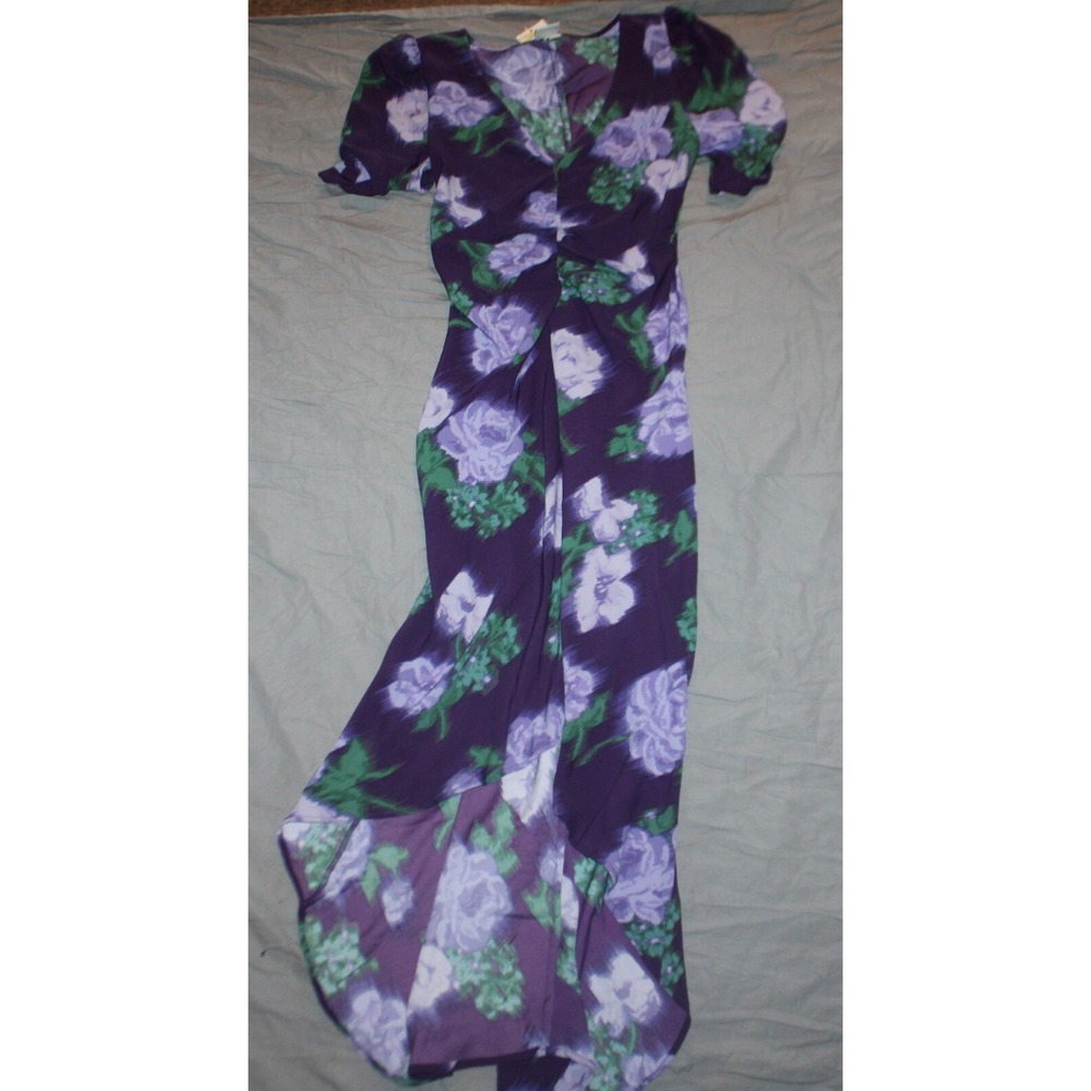 Women's Crepe Short Sleeve Midi Dress - A New Day purple floral size M